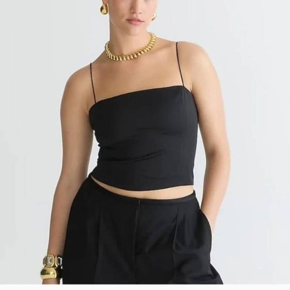 J. Crew Bustier Top In Stretch Satin Black